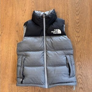 The North Face Light Gray and Black 700 Vest